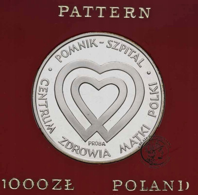 PRÓBA SREBRO 1000 złotych 1985 Pomnik Szpital