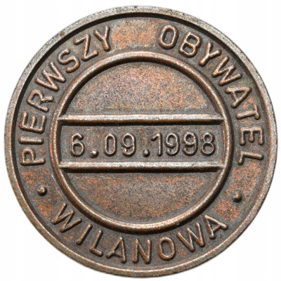 Medal. Buława Sobieskiego 1998 Pierwszy Obywatel Wilanowa