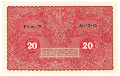 20 marek polskich 1919 seria II-EL – PIĘKNE