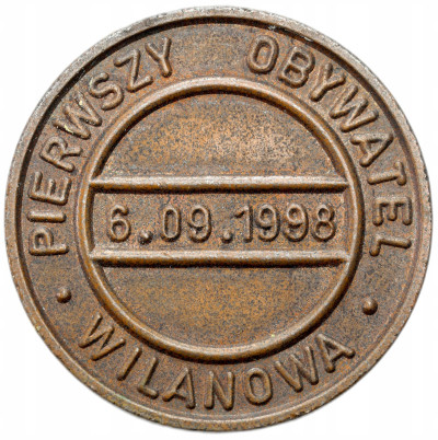Medal. Buława Sobieskiego 1998 Pierwszy Obywatel Wilanowa