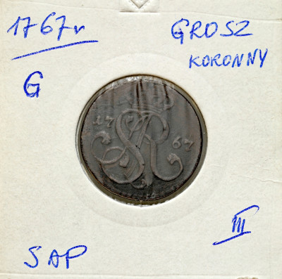 Stanisław August Poniatowski. Grosz 1767 G, Kraków
