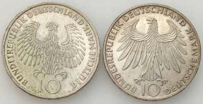Niemcy. 10 euro 1972 F, Stuttgart, SREBRO – 2 szt