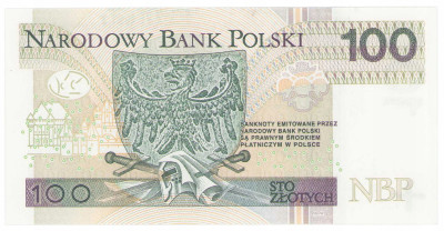 100 złotych 2012 - seria AA 0243385
