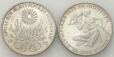 Niemcy. 10 euro 1972 F, Stuttgart, SREBRO – 2 szt
