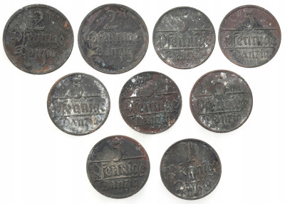 Wolne Miasto Gdańsk/Danzig. 1-5 fenigów 1923-1929 – 9 szt