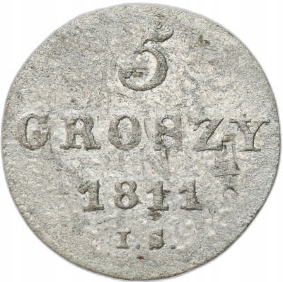 Księstwo Warszawskie. 5 groszy 1811 IS, Warszawa – przebitka z 1/24 talara