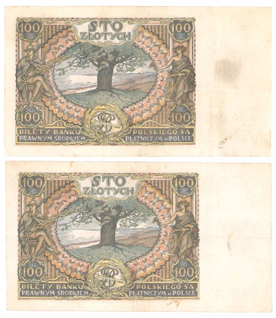 100 złotych 1932 seria AA i AZ – 2 szt