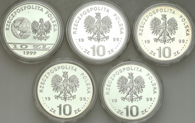 III RP. 10 złotych 1999 różne - zestaw 5 sztuk
