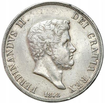 Włochy, Sycylia. Ferdynand II (1830–1859). Piastra = 120 grana 1848