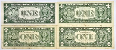USA. 1 dolar 1935 i 1957 NIEBIESKA PIECZĘĆ – 4 szt