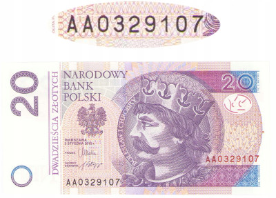 20 złotych 2012 - seria AA 0329107