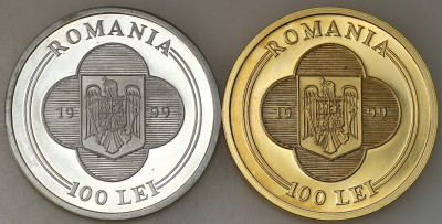Rumunia. PRÓBA 100 lei 1999, zestaw 2 monet