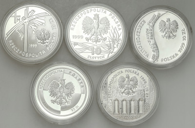 III RP. 10 złotych 1999 różne - zestaw 5 sztuk