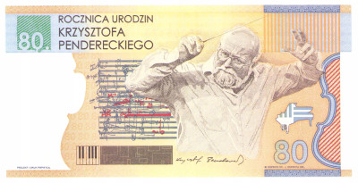 Banknot testowy PWPW Krzysztof Penderecki