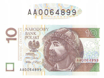 10 złotych 2012 - seria AA 0064899