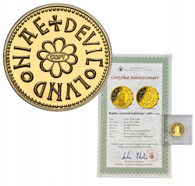 KOPIA/REPLIKA. Coenwulf Gold Penny z 805 roku – SREBRO