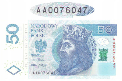 50 złotych 2012 - seria AA 0076047