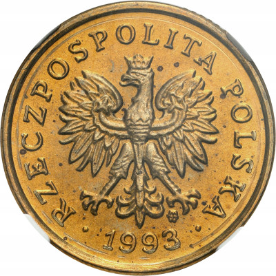 III RP. 5 groszy 1993 NGC MS66 – PIĘKNE