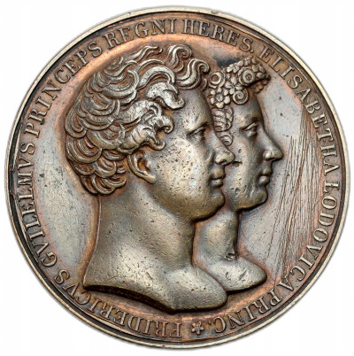 Niemcy Prusy. Medal zaślubinowy Fryderyka Wilhelma z Elżbietą Bawarską 1823