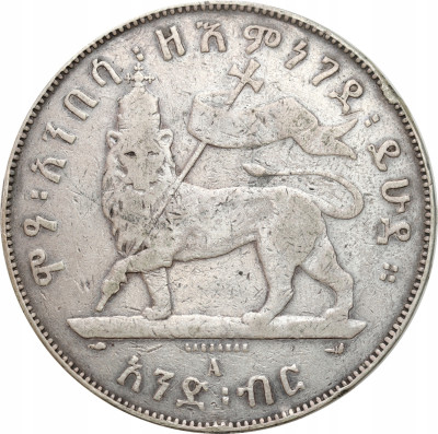Etiopia - 1 birr 1894 Cesarz Menelik II – SREBRO