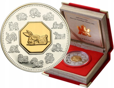 Kanada. 15 dolarów 1999 Rok Królika – SREBRO