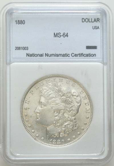 USA - 1 dolar Morgana 1880 - SREBRO NNC MS64