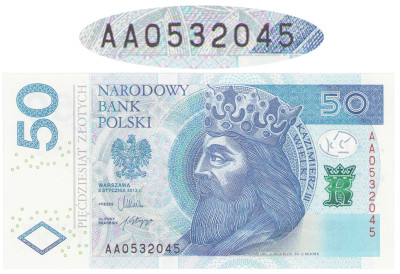 50 złotych 2012 - seria AA 0532045