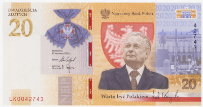 20 złotych 2021 Lech Kaczyński. Warto być Polakiem