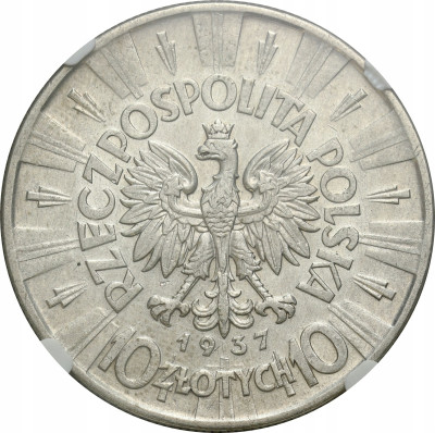 II RP. 10 złotych 1937 Piłsudski NGC XF