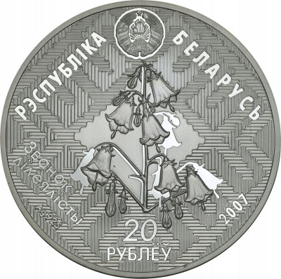 Białoruś. 20 rubli 2007 – Jesiotr – SREBRO uncja