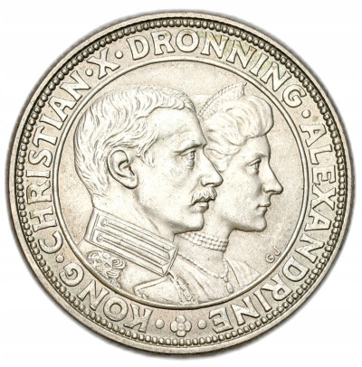 Dania. 2 korony 1923, Srebrna rocznica ślubu – SREBRO