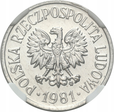 PRL. 20 groszy 1981 NGC MS65 – PIĘKNE