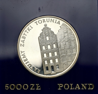 PRL. 5.000 złotych 1989 Zabytki Torunia – SREBRO