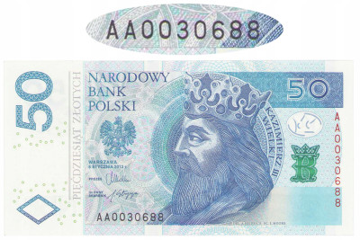 50 złotych 2012 - seria AA 0030688
