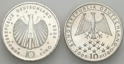 Niemcy. 10 euro 2005 i 2006, zestaw 2 monet – SREBRO