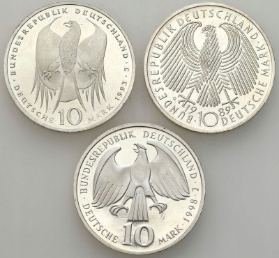 Niemcy. 10 marek 1989-1998, SREBRO – 3 szt