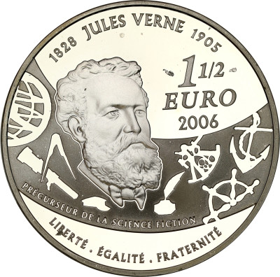 Francja 1 1/2 euro 2006 Juliusz Verne - Pięć tygodni w balonie - SREBRO