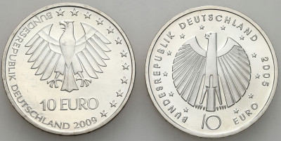 Niemcy. 10 euro 2005 i 2009, zestaw 2 monet – SREBRO