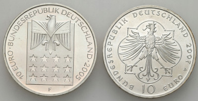 Niemcy. 10 euro 2005 i 2007, zestaw 2 monet – SREBRO