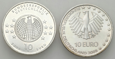 Niemcy. 10 euro 2005 i 2009, zestaw 2 monet – SREBRO