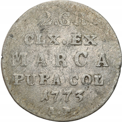 Poniatowski. 2 grosze (półzłotek) 1773 AP, Warszawa - Rzadszy rocznik