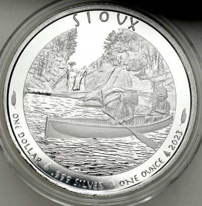 SREBRO uncja - 1 dolar 2023 - indianie (siuksowie)