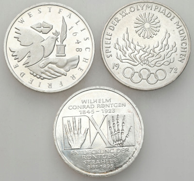 Niemcy. 10 marek 1972-1998, SREBRO – 3 szt
