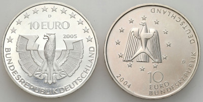 Niemcy. 10 euro 2004 i 2005, zestaw 2 monet – SREBRO