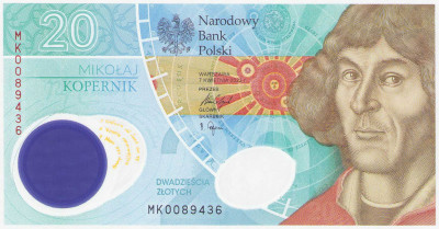 Banknot NBP 20 złotych 2022 Mikołaj Kopernik (PWPW)