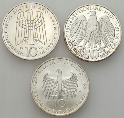 Niemcy. 10 marek 1991-2001, SREBRO – 3 szt