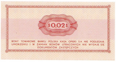 Bank PEKAO S.A. Bon na 2 centy 1969 seria Eo