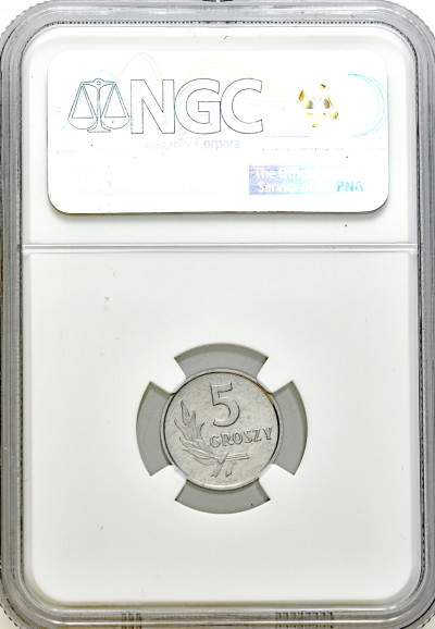 PRL. 5 groszy 1972 aluminium NGC MS62 – PIĘKNE
