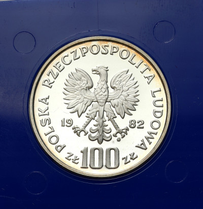 PRL - 100 złotych 1982 Bocian Ochrona Środowiska - SREBRO