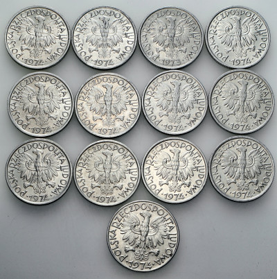 PRL - 2 zł 1973- 1974 Jagody + 5 zł 1974 rybak - zestaw 13 sztuk